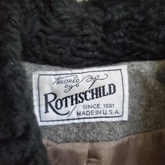 Vintage Rothschild Coat Girls 6X Wool Blend Black Faux Fur Trim Made USA 90s - Picture 4 of 9